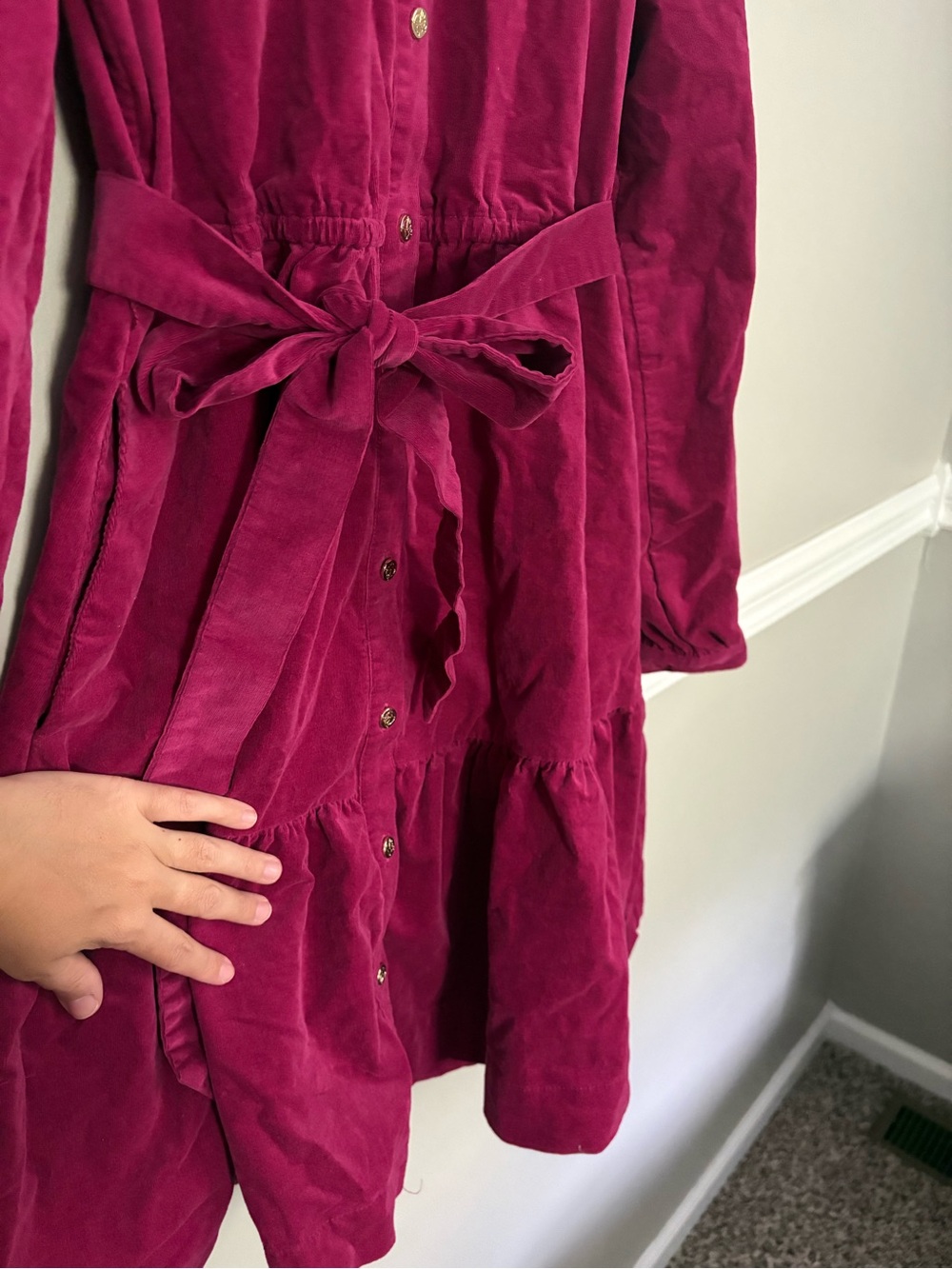 Draper James Raspberry Corduroy Button Front Belted Shirt Dress XL - Picture 6 of 12